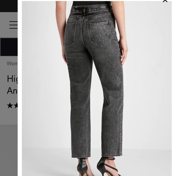 Express Black Straight Ankle High Rise Distressed - Picture 2 of 14